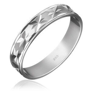 Prsten ze stříbra 925 - gravírované paprsky po obvodu - Velikost: 56