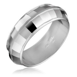 Stříbrný prsten 925 - DISCO, lesklé čtverečky - Velikost: 55