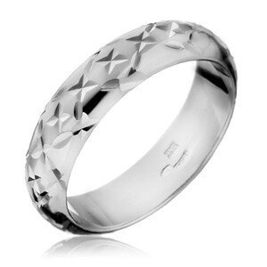 Prsten ze stříbra 925 - lesklé gravírované paprsky - Velikost: 57