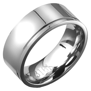 Prsten z oceli - obroučka s rýhou podél obvodu - Velikost: 57