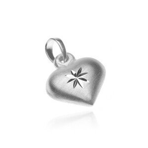 Stříbrný přívěsek 925 - matné srdce s lesklou hvězdou