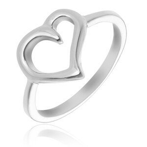 Prsten ze stříbra 925 - obrys nepravidelného srdce - Velikost: 54