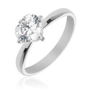 Stříbrný prsten 925 s vystouplým čirým zirkonovým srdcem - Velikost: 56
