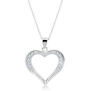 Stříbrný náhrdelník 925 - širší třpytivá silueta srdce