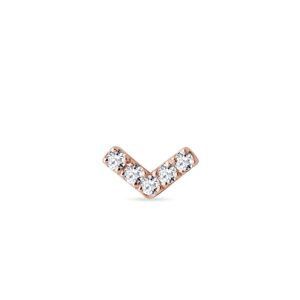 Single diamantová náušnice do "V" z růžového zlata KLENOTA
