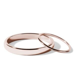 Minimalistický set snubních prstenů v růžovém zlatě KLENOTA