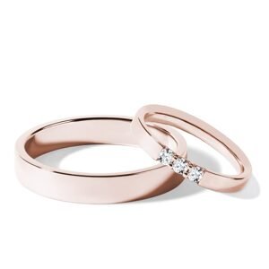 Set snubních prstenů s diamanty v růžovém zlatě KLENOTA