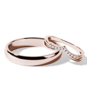 Sada s dvojitým chevron prstenem v růžovém zlatě KLENOTA