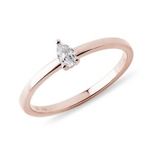 Prsten z růžového zlata s diamantem v brusu kapka KLENOTA