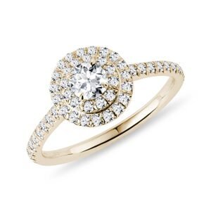 Dvojitý halo prsten s diamanty ve žlutém zlatě KLENOTA