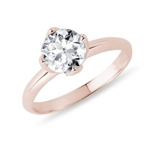 Prsten s 1ct lab grown diamantem v růžovém zlatě KLENOTA