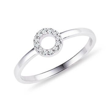 Minimalistický diamantový prsten z bílého zlata KLENOTA