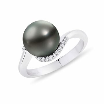 Zlatý prsten s tahitskou perlou a diamanty KLENOTA