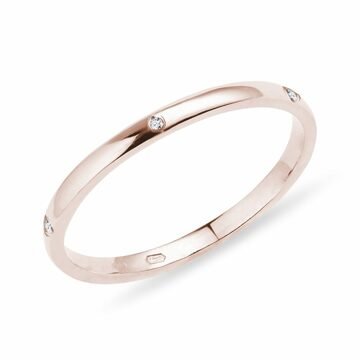 Prsten z růžového zlata s pěti diamanty KLENOTA
