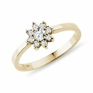 Diamantový prsten ze žlutého zlata ve tvaru kytičky KLENOTA