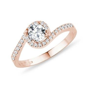 Diamantový prsten vlna z růžového zlata KLENOTA