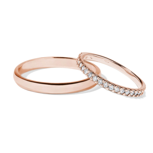 Snubní prsteny z růžového zlata s diamanty KLENOTA