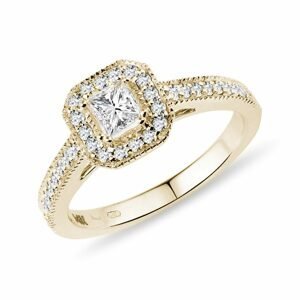 Diamantový zásnubní prsten ze žlutého zlata KLENOTA