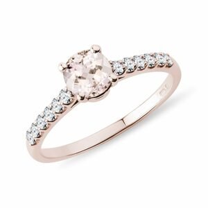 Diamantový prsten z růžového zlata s morganitem KLENOTA