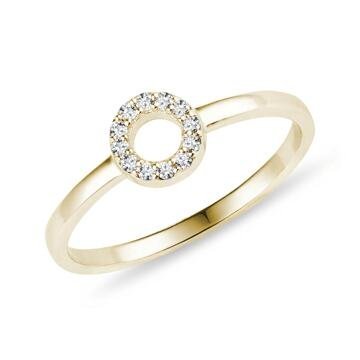 Minimalistický diamantový prsten ze žlutého zlata KLENOTA