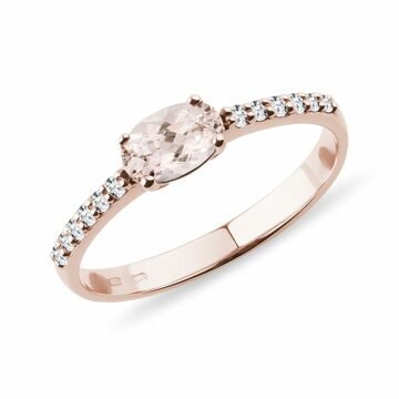 Prsten s morganitem a diamanty v růžovém zlatě KLENOTA