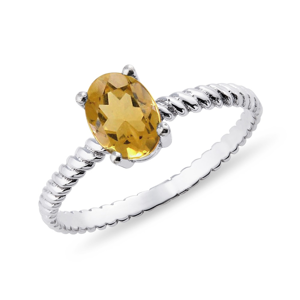 Zlatý prsten s oválným citrínem KLENOTA