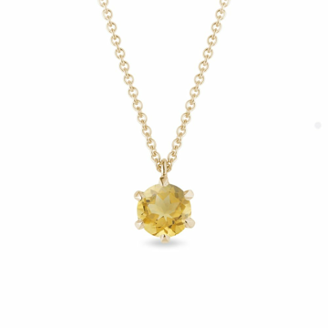 Zlatý náhrdelník s kulatým citrínem KLENOTA