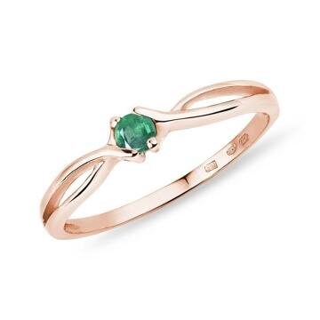 Prsten se smaragdem v růžovém zlatě KLENOTA