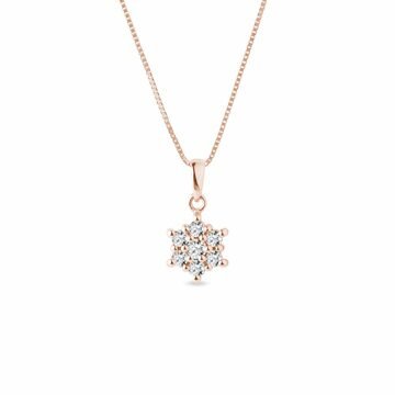 Briliantový náhrdelník kytička v růžovém zlatě KLENOTA