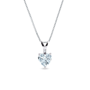Stříbrný náhrdelník s akvamarínem a diamantem KLENOTA