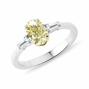 Prsten se žlutým a čirými diamanty ve zlatě KLENOTA