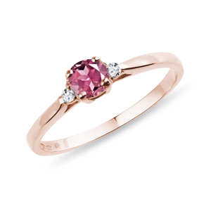 Prsten z růžového zlata s turmalínem a diamanty KLENOTA