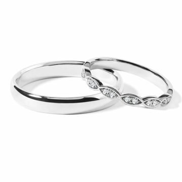 Set jemných snubních prstenů z bílého zlata KLENOTA