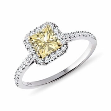 Luxusní prsten s přírodním žlutým diamantem KLENOTA