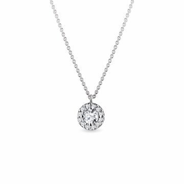 Minimalistický náhrdelník s diamanty v bílém zlatě KLENOTA