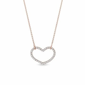 Diamantový náhrdelník srdce v růžovém zlatě KLENOTA