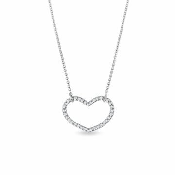 Diamantový náhrdelník srdce v bílém zlatě KLENOTA
