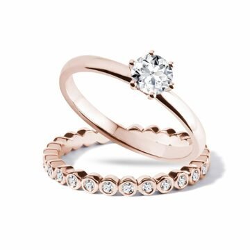 Set zásnubního a snubního prstenu v růžovém zlatě KLENOTA