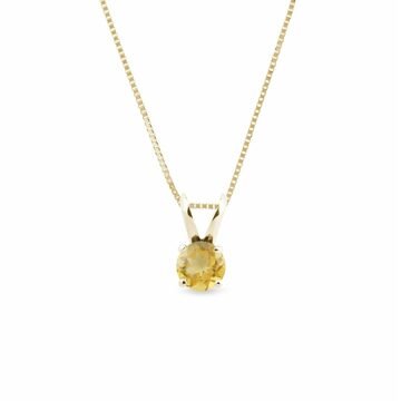 Zlatý náhrdelník s citrínem v kulatém brusu KLENOTA