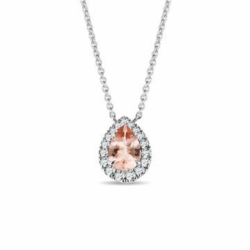 Elegantní diamantový náhrdelník s morganitem v bílém zlatě KLENOTA