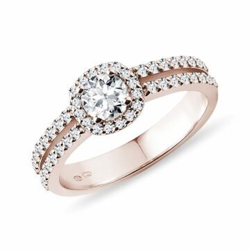 Luxusní diamantový prsten v růžovém 14k zlatě KLENOTA