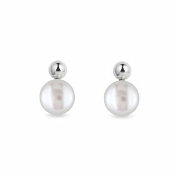 Moderní perlové náušnice v bílém zlatě KLENOTA