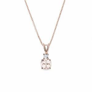 Morganitový náhrdelník z růžového zlata s diamantem KLENOTA