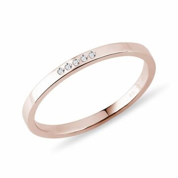 Prsten z růžového zlata s pěti diamanty KLENOTA