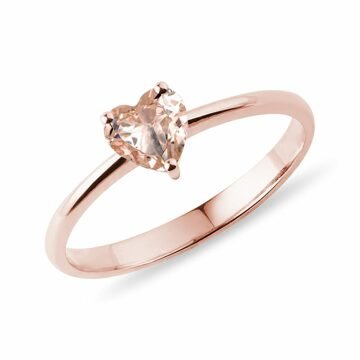 Prsten z růžového zlata s morganitem ve tvaru srdce KLENOTA