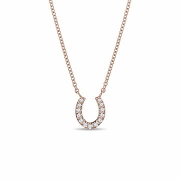 Diamantový náhrdelník podkova z růžového zlata KLENOTA
