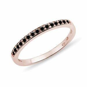 Prsten s černými diamanty v růžovém zlatě KLENOTA