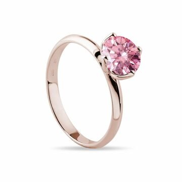 Prsten z růžového 14k zlata s růžovým moissanitem KLENOTA