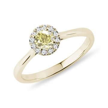 Prsten ze žlutého zlata s přírodním žlutým diamantem KLENOTA