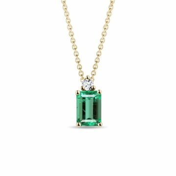 Smaragdový náhrdelník s diamantem ve žlutém zlatě KLENOTA